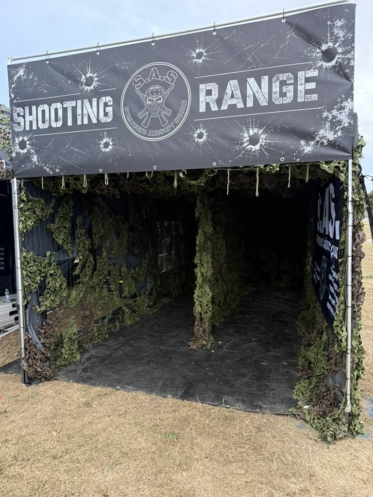 The mobile airsoft range set up